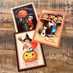 3 Vintage 1990s Halloween Postcards, 1990s Reproductions of Victorian Antiques